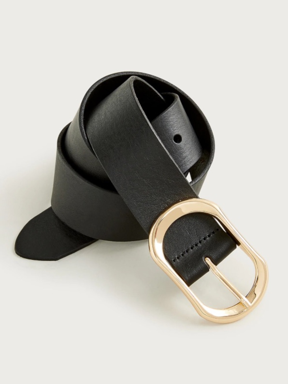 J. Crew Oval buckle belt in Italian - Black with Gold Oval Buckle